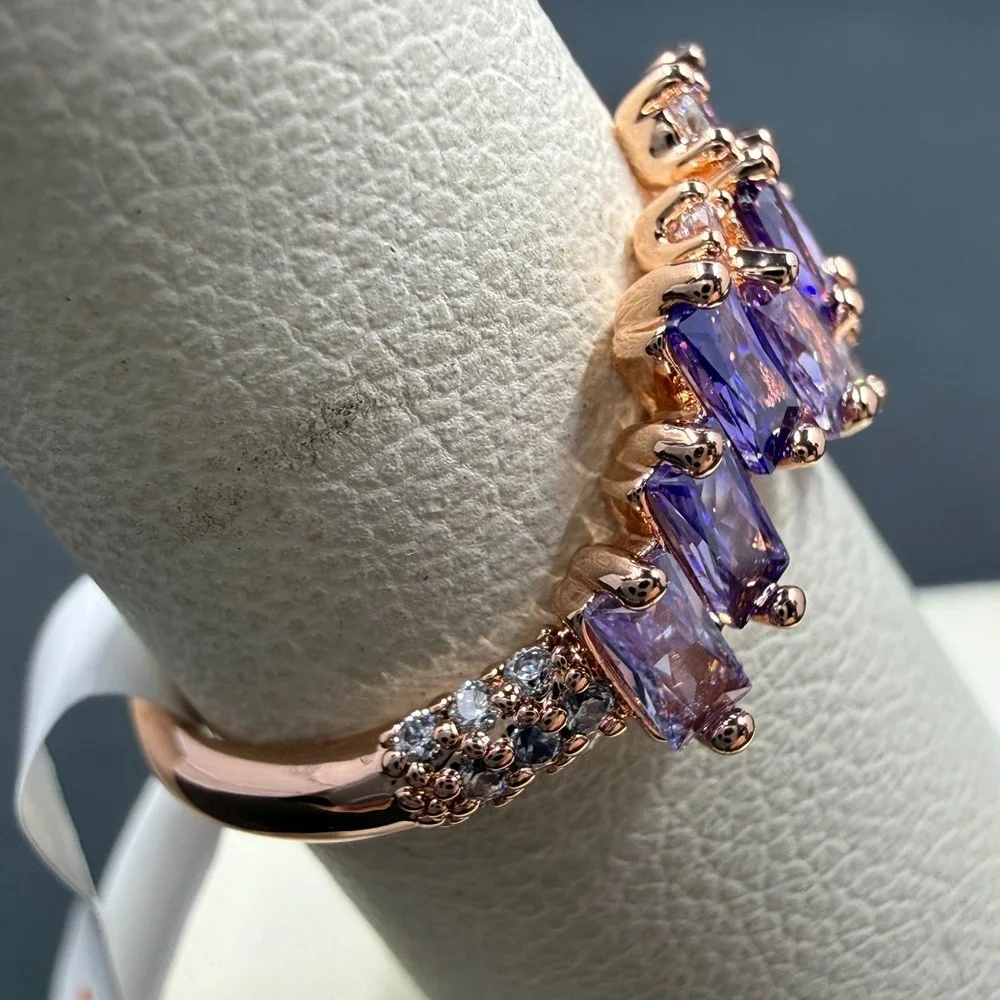 Bomb Party As You Like It‎ Size 6 Ring Amethyst CZ RBP5768 Rose Gold Plating